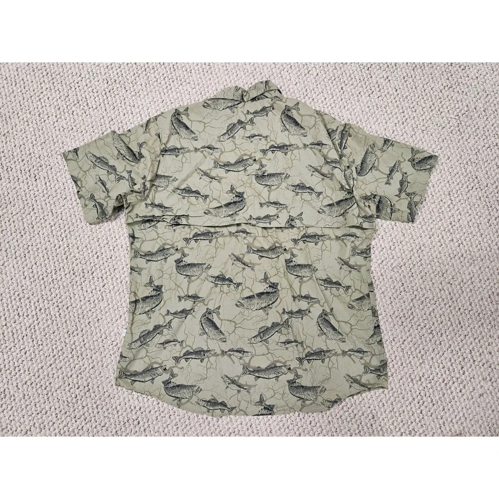 Cabelas Shirt Mens Green Pockets‎ Vented Short Sleeve Fish Outdoor Size XL TG